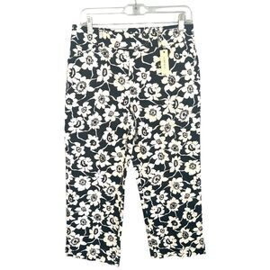Jones New York black and white floral capris Women’s 4 ~ New w Tags